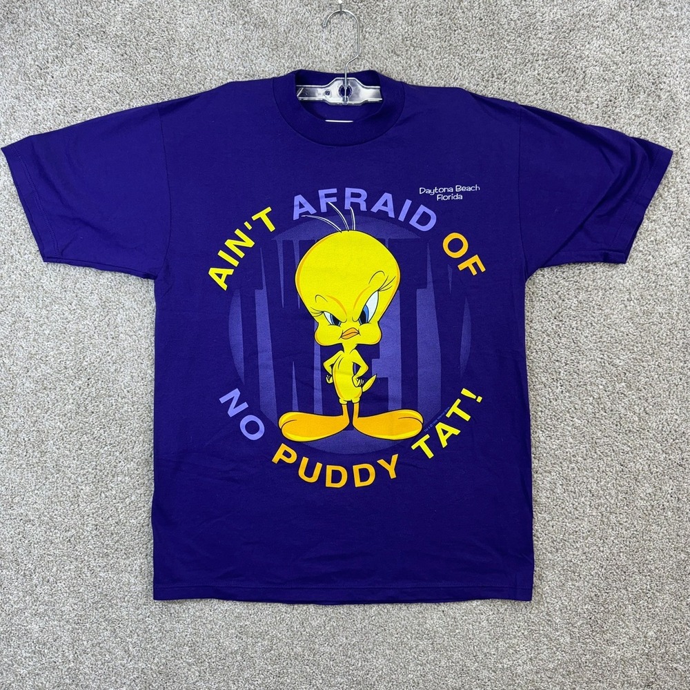 Vintage Looney Tunes Tweety Bird Ain't Afraid of No Puddy TatMens T Shirt Large